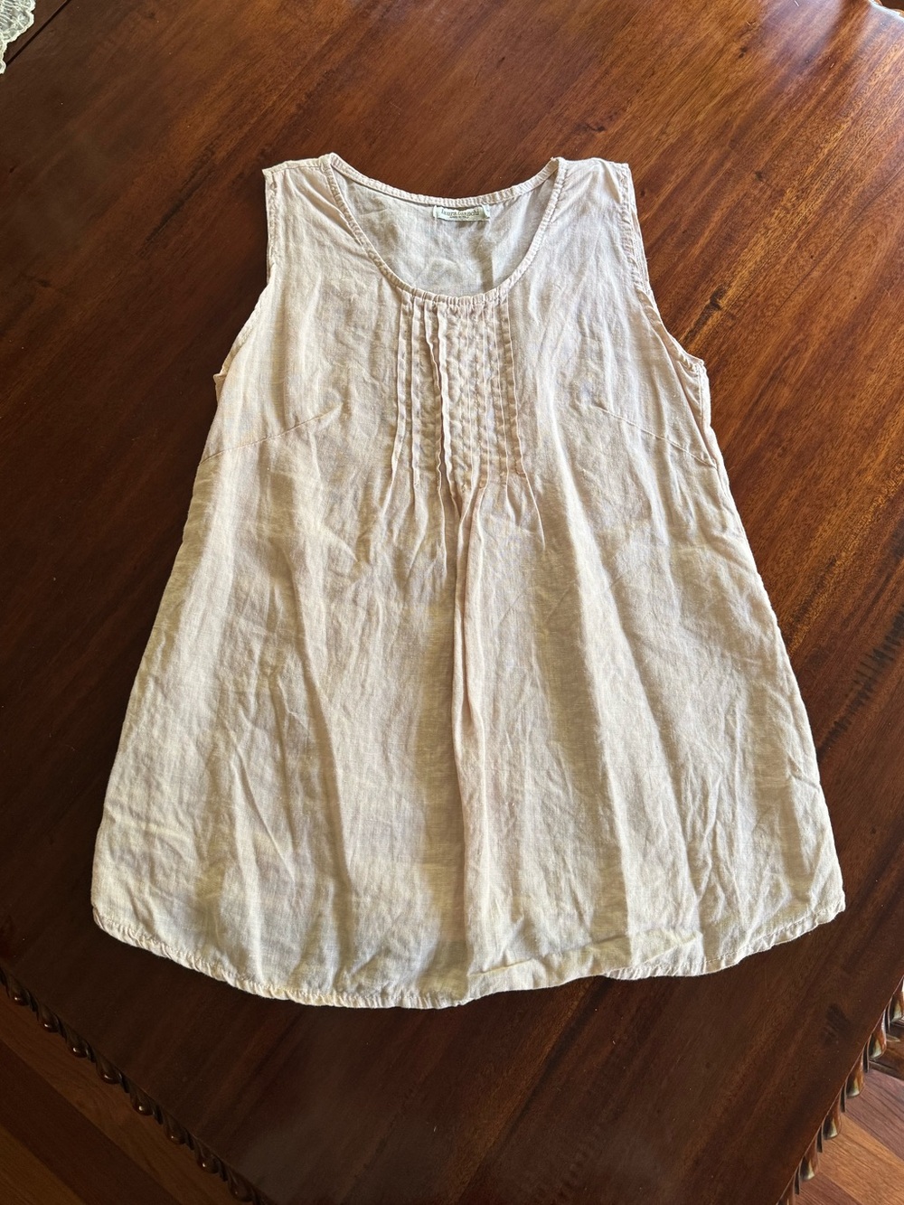 Sleeveless Pintuck Italian Linen Top